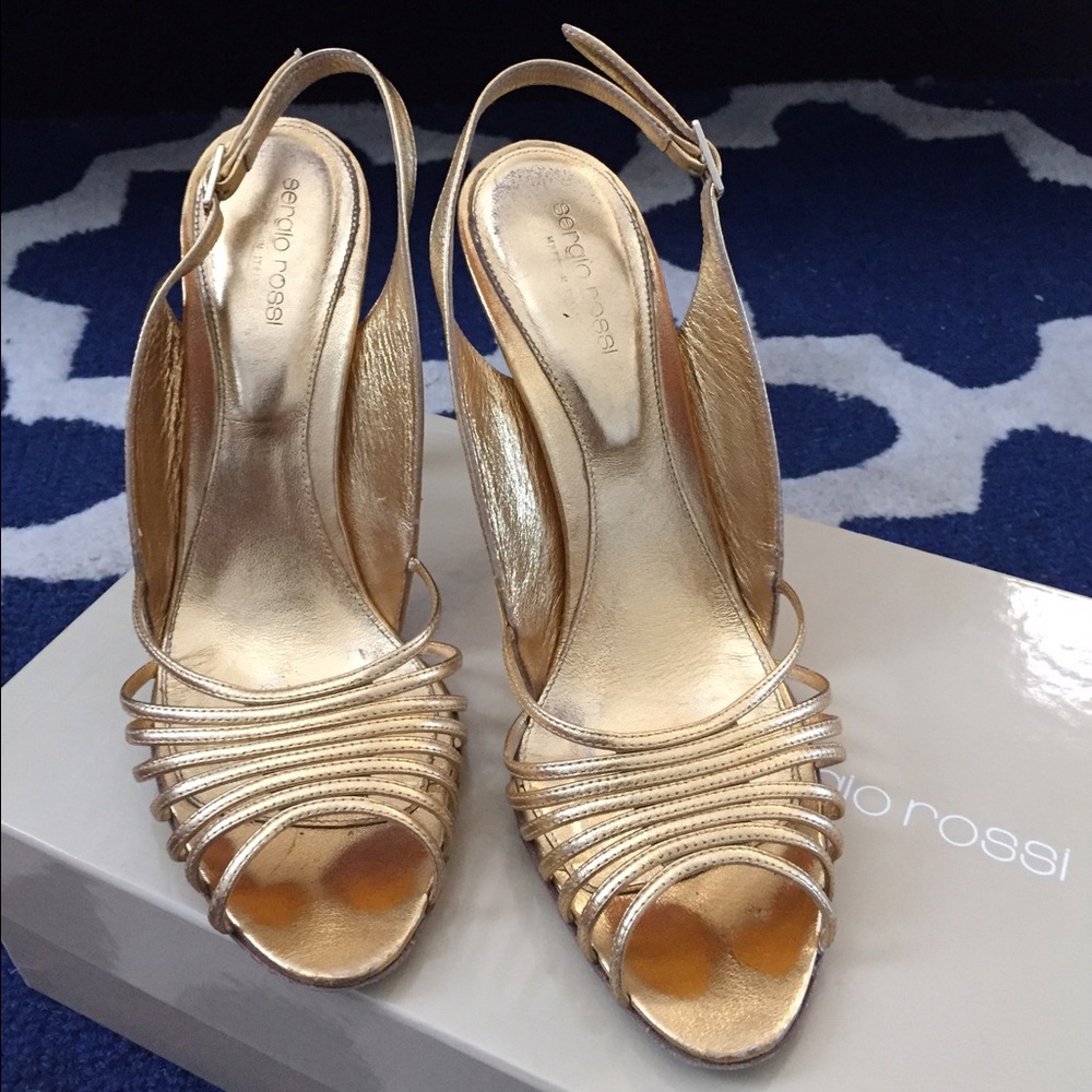 Sergio Rossi gold sandals